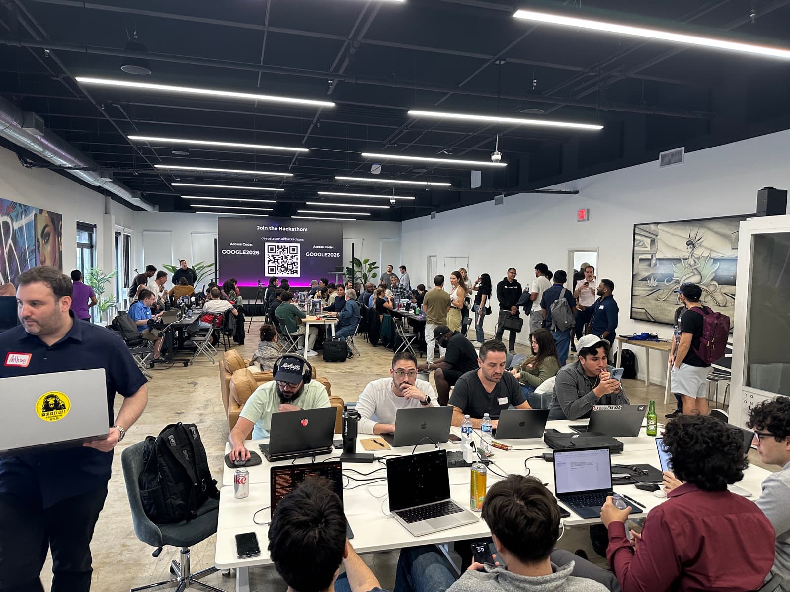 Teams hacking during the Google & DeepStation Hackathon