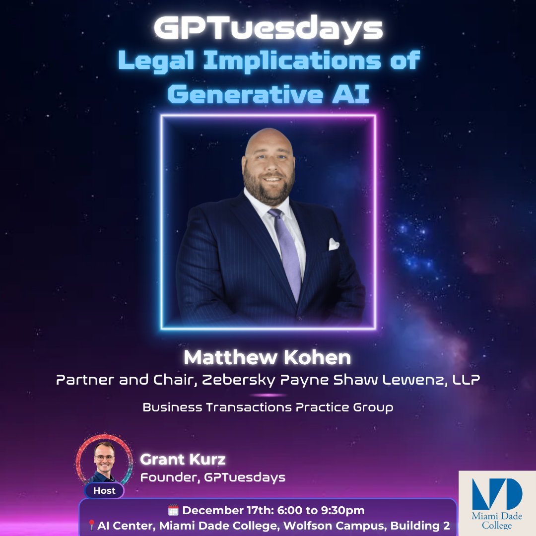 Matthew Kohen speaking at Legal Implications of Generative AI