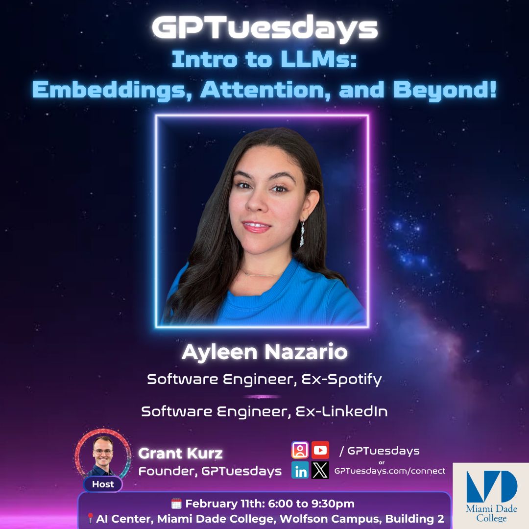 Ayleen Nazario speaking at Intro to LLMs: Embeddings, Attention, and Beyond